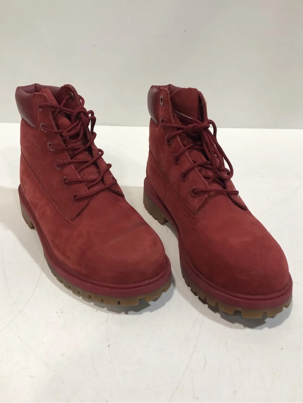 NEW!! Boys Timberland Red Lace-Up Nubuck Boots Size 4.5M
